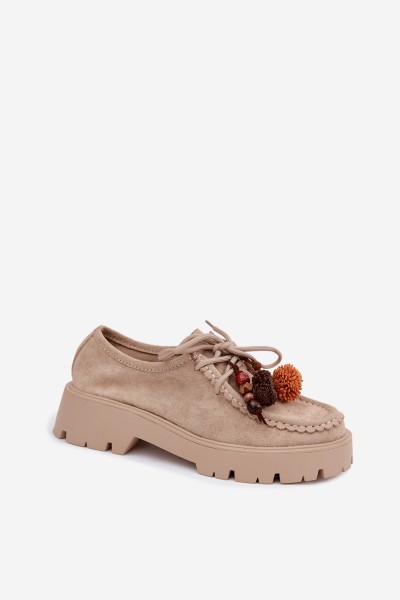 Women's Loafers with Decorations Faux Suede Beige Melonia 2
