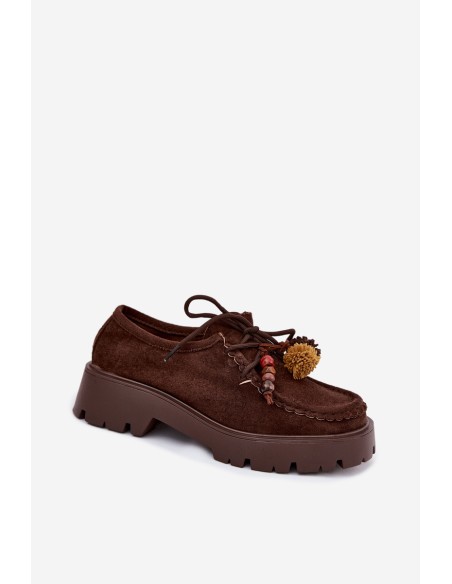 Women's Loafers Decorated Faux Suede Brown Melonia