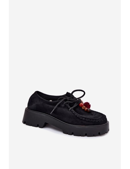 Women's Loafers With Decorations Faux Suede Black Melonia