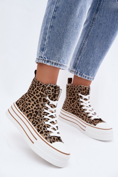 High Women's Platform Sneakers With Leopard Print Wildrose