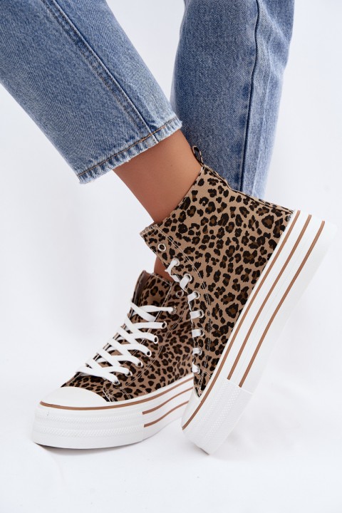 High Women's Platform Sneakers With Leopard Print Wildrose