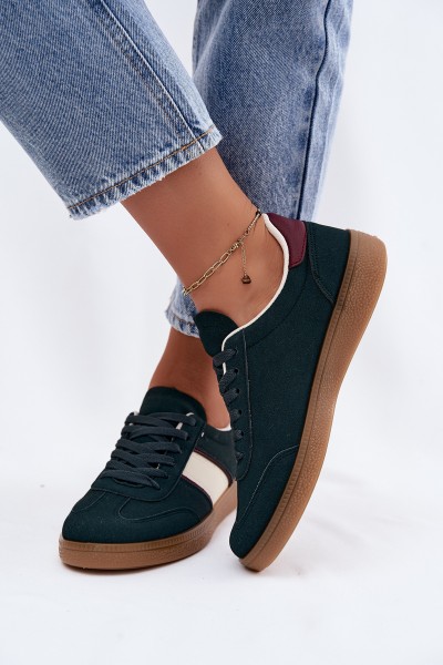 Women's Sneakers Made of Faux Leather Bottle Green Corelle