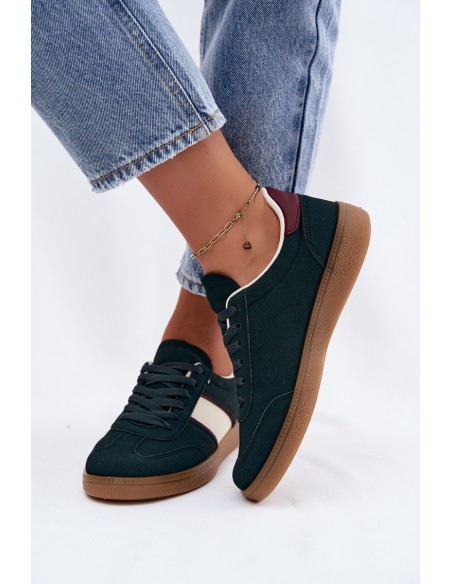 Women's Sneakers Made of Faux Leather Bottle Green Corelle