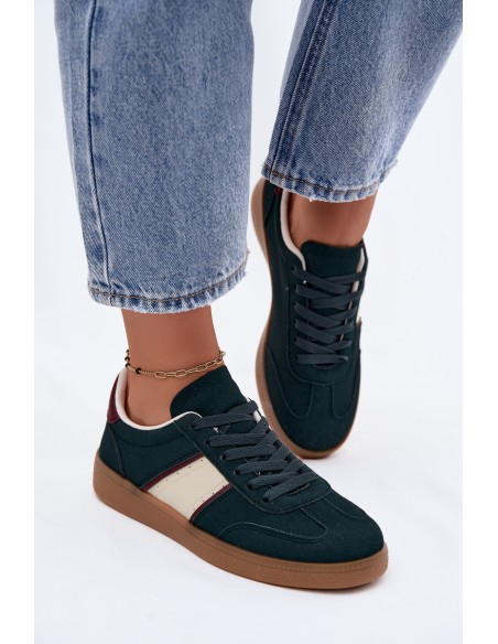 Women's Sneakers Made of Faux Leather Bottle Green Corelle