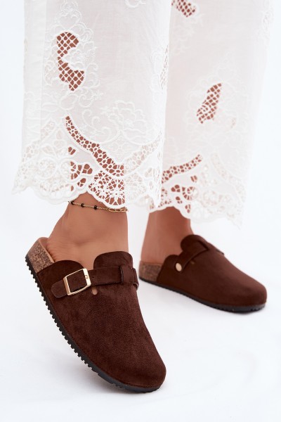 Women's Platform Clogs With Buckle Chocolate Selio