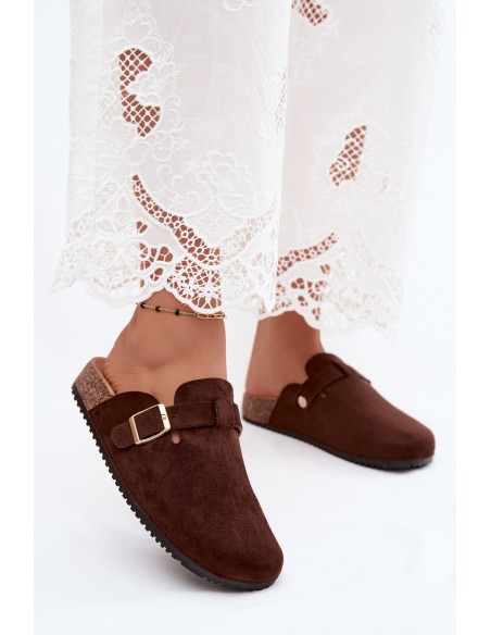 Women's Platform Clogs With Buckle Chocolate Selio
