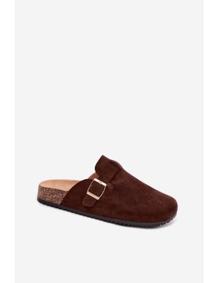 Women's Platform Clogs With Buckle Chocolate Selio
