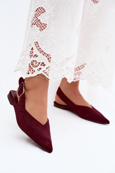 Women's Burgundy Ballerinas With Buckle Tanelia