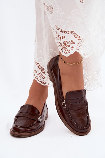 Women's Patent Leather Moccasins Chocolate Imitation Leather Roslyn
