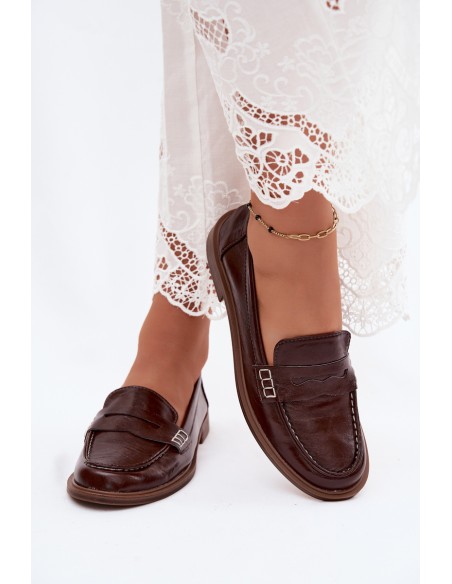 Women's Patent Leather Moccasins Chocolate Imitation Leather Roslyn