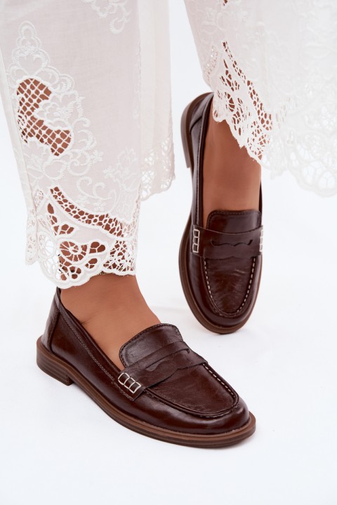 Women's Patent Leather Moccasins Chocolate Imitation Leather Roslyn