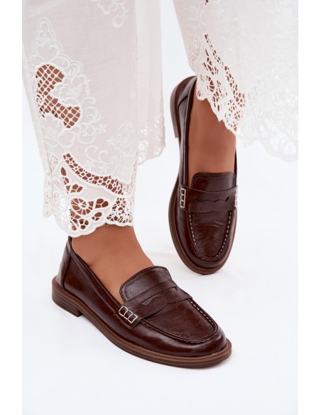 Women's Patent Leather Moccasins Chocolate Imitation Leather Roslyn