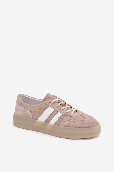 Beige Coralia Sneakers Made of Natural Suede on Platform 2