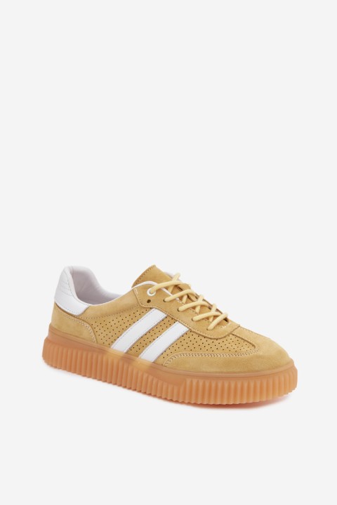 Platform Sneakers Made of Natural Suede Yellow Coralia