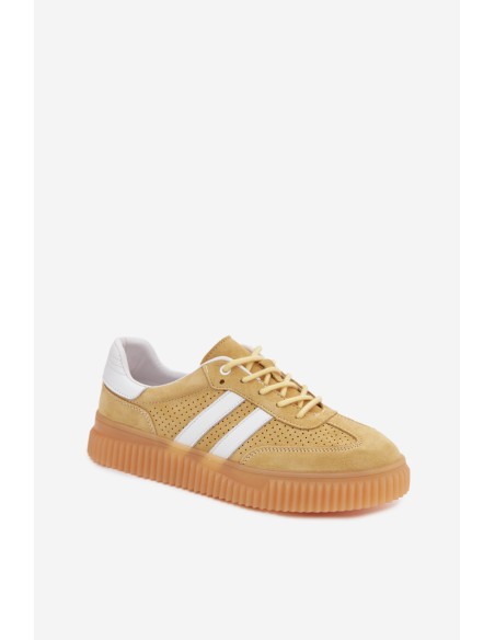 Platform Sneakers Made of Natural Suede Yellow Coralia