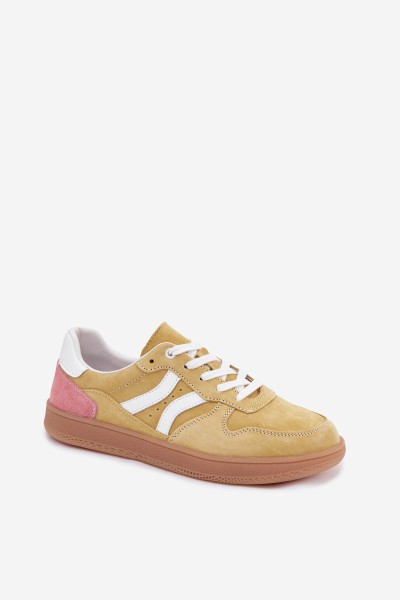 Leather Suede Women's Sneakers Yellow Coressa 2