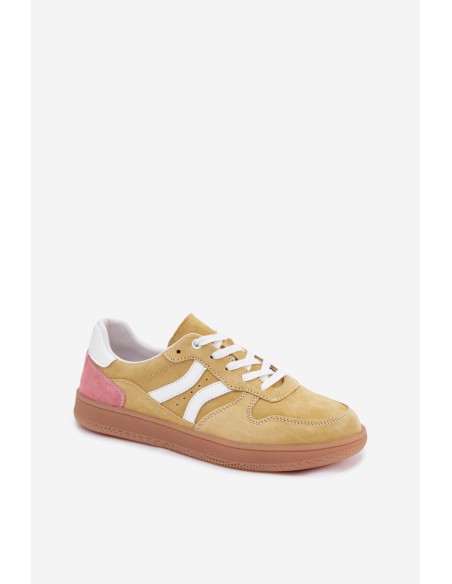 Leather Suede Women's Sneakers Yellow Coressa