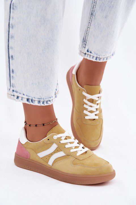 Leather Suede Women's Sneakers Yellow Coressa