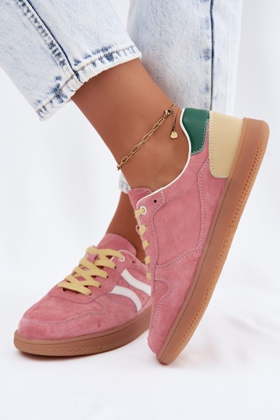 Leather Suede Women's Sneakers Pink Coressa