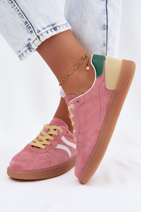 Leather Suede Women's Sneakers Pink Coressa