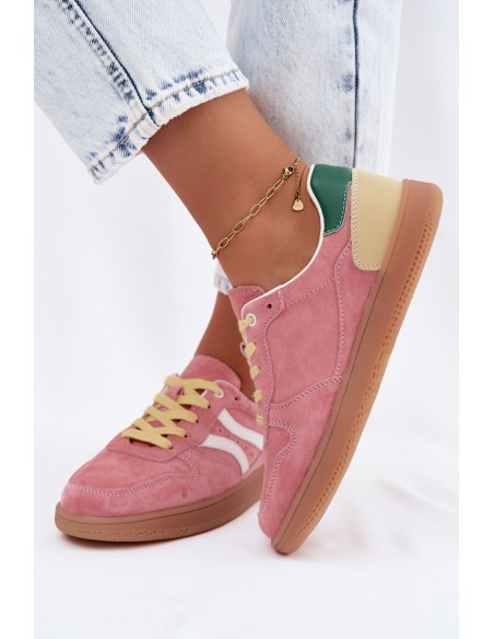 Leather Suede Women's Sneakers Pink Coressa