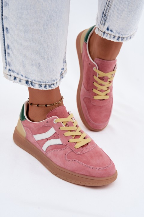 Leather Suede Women's Sneakers Pink Coressa