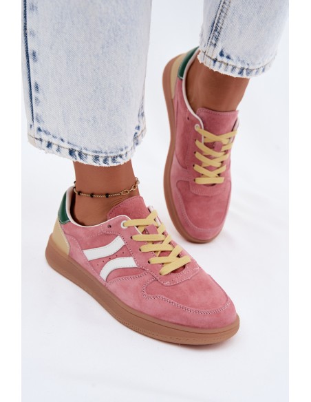 Leather Suede Women's Sneakers Pink Coressa