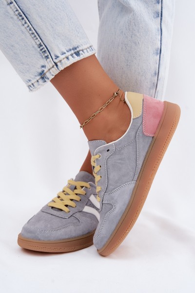 Leather Suede Women's Sneakers Blue Coressa