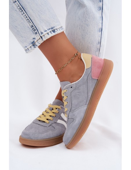 Leather Suede Women's Sneakers Blue Coressa