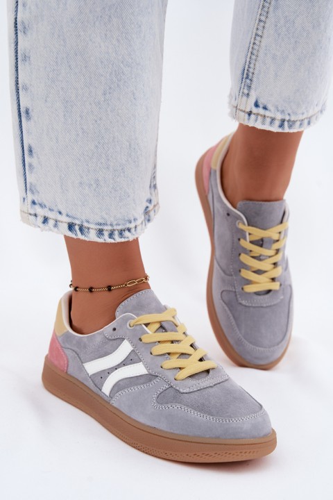 Leather Suede Women's Sneakers Blue Coressa