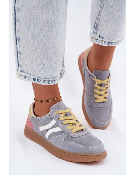 Leather Suede Women's Sneakers Blue Coressa
