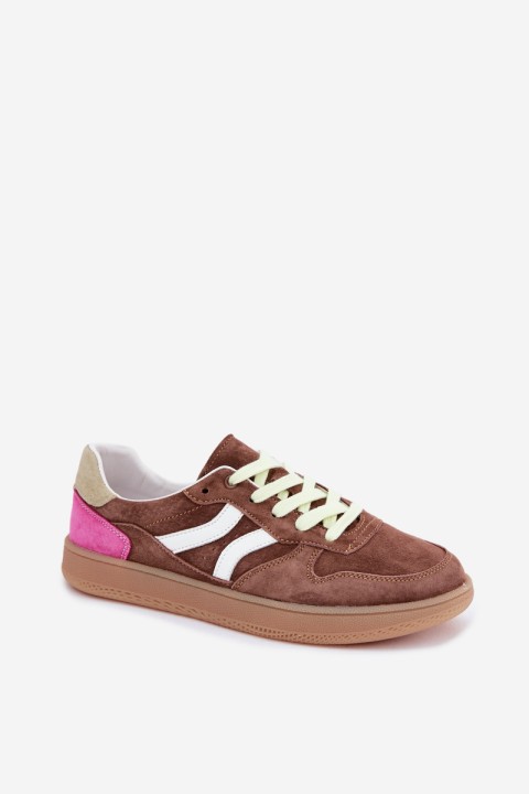 Leather Suede Women's Sneakers Brown Coressa