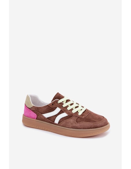 Leather Suede Women's Sneakers Brown Coressa