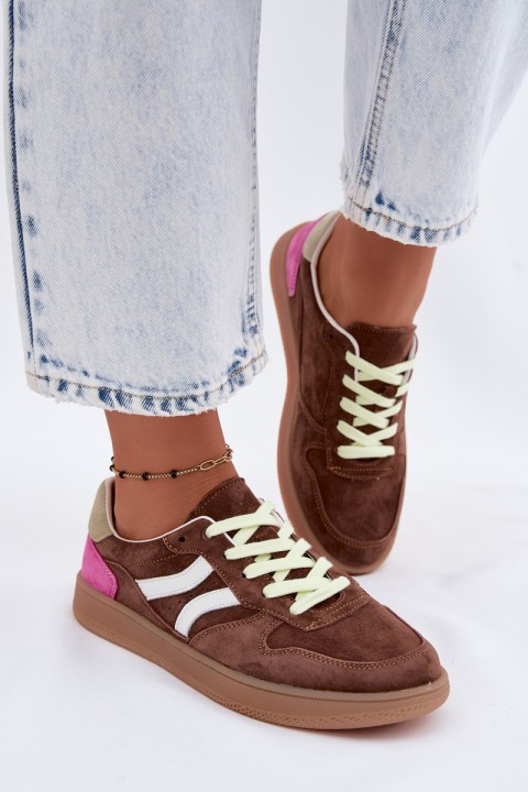 Leather Suede Women's Sneakers Brown Coressa