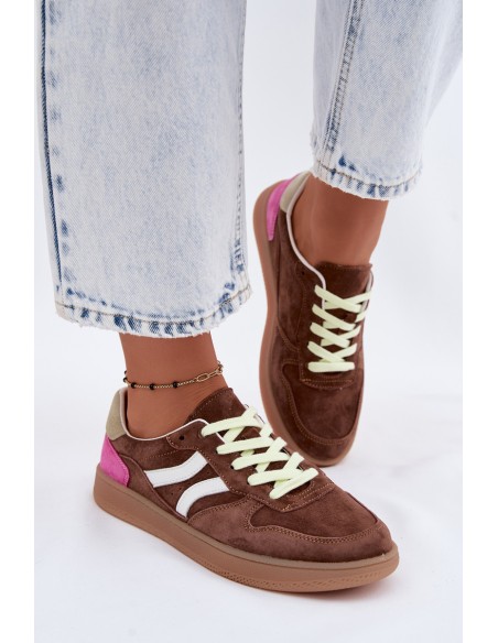 Leather Suede Women's Sneakers Brown Coressa