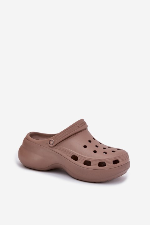 Women's Foam Sandals On Massive Sole Big Star RR274A121 Dark Beige