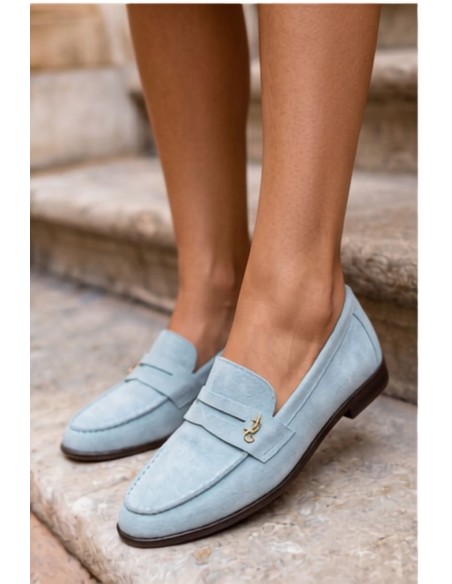Women's Suede Imitation Loafers Blue Prestelle