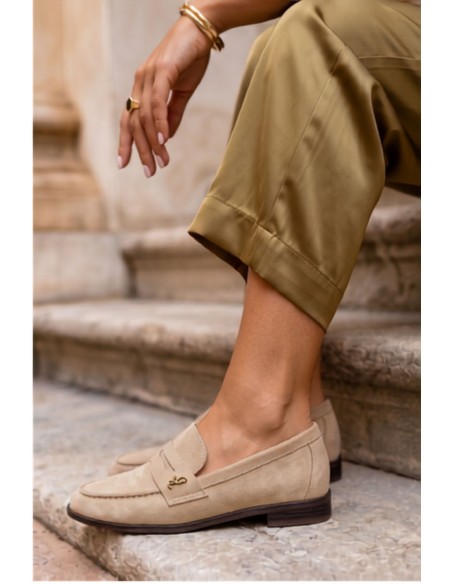 Women's Beige Faux Suede Moccasins Prestelle