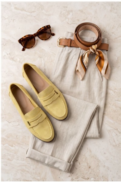 Women's Suede Look Yellow Moccasins Prestelle 2