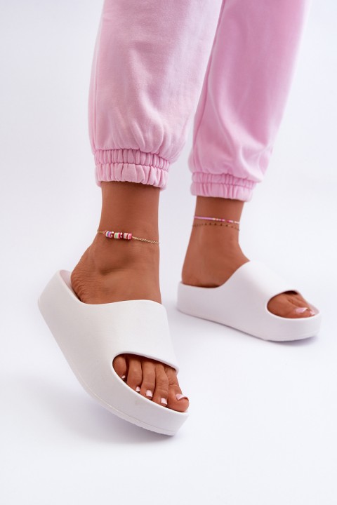 Women's White Platform Foam Sandals Airaplea