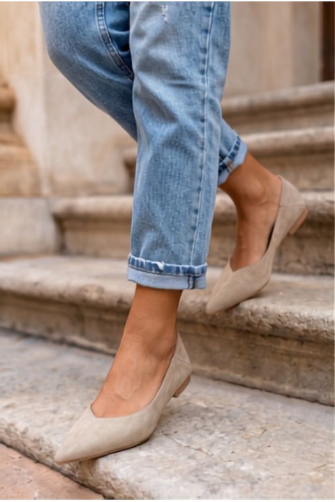 Corabella Pointed Toe Ballerinas Faux Suede Green