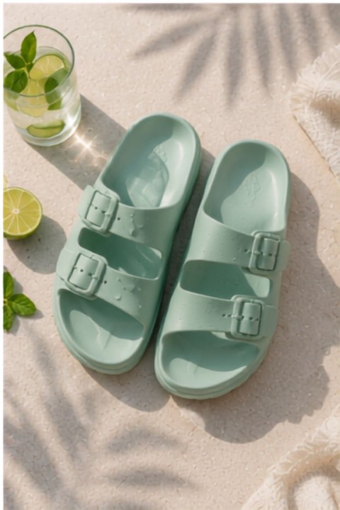 Women's Foam Platform Mint Green Slides Melorea