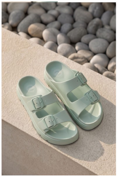 Women's Foam Platform Mint Green Slides Melorea 2