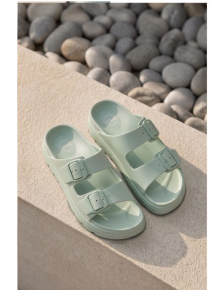 Women's Foam Platform Mint Green Slides Melorea