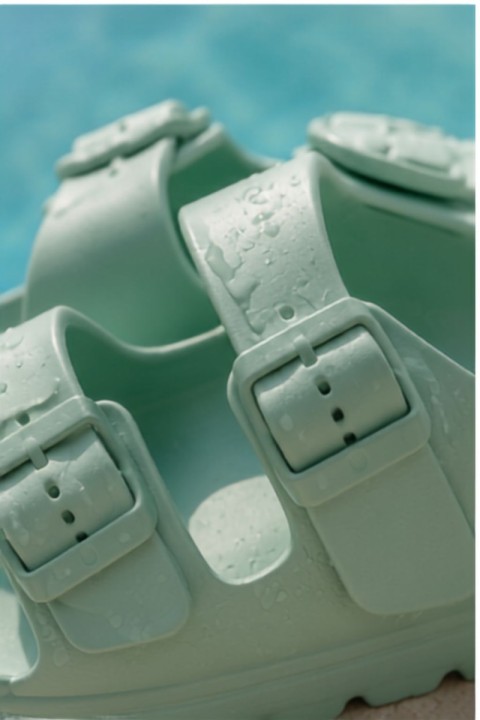Women's Foam Platform Mint Green Slides Melorea