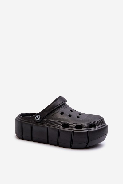 Women's Black Platform Foam Slides Itubia 2