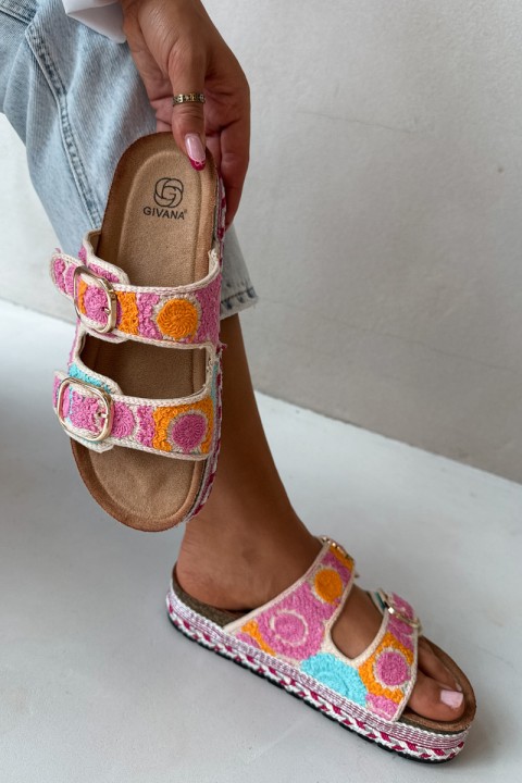 Crochet Platform Sandals With Straps Pink Glimma