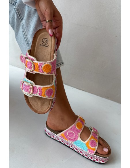 Crochet Platform Sandals With Straps Pink Glimma