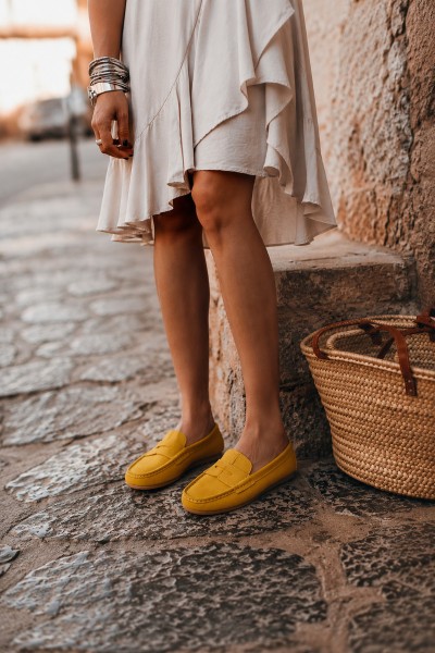 Women's Suede Loafers Mustard Lenvie