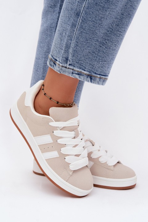 Women's Sneakers With Straps Low Beige Cascade